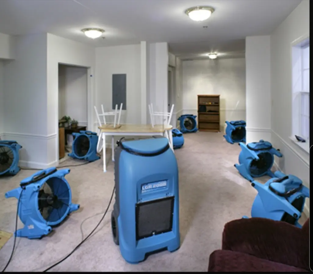 Air movers and dehumidifier setup for Water Extraction & Removal in Forest Glen